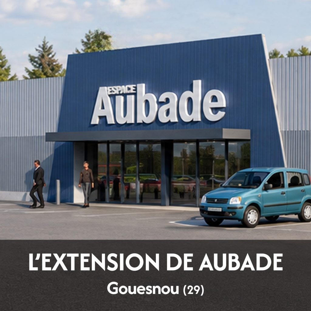 Extension des entrepôts et des bureaux du groupe AUBADE - projet à Gouesnou dans le Finistère en Bretagne. Projet réalisé par l'Atelier Cédric Didat
