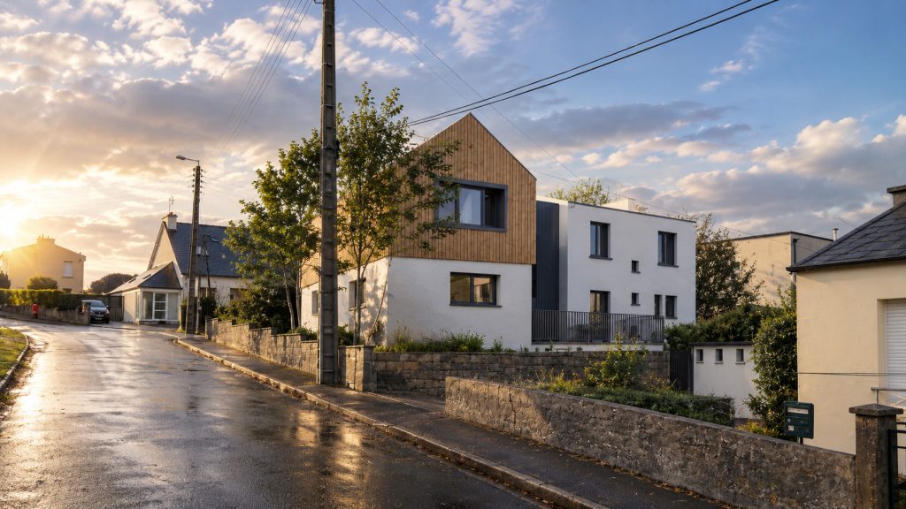 Extension d’une habitation existante - projet à Saint-Renan dans le Finistère en Bretagne. Projet réalisé en partie par l'Atelier Cédric Didat