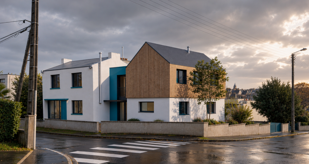 Extension d’une habitation existante - projet à Saint-Renan dans le Finistère en Bretagne. Projet réalisé en partie par l'Atelier Cédric Didat