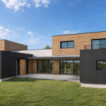 Création d’une maison neuve en U – habitation individuelle - projet à Saint-Martin-Des-Champs dans le Finistère en Bretagne. Projet réalisé par l'Atelier Cédric Didat