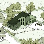 Maison penchée - projet à Plougonven dans le Finistère en Bretagne. Projet aux démarches environnementale réalisé par l'Atelier Cédric Didat - maison neuve, pouvant être passive.