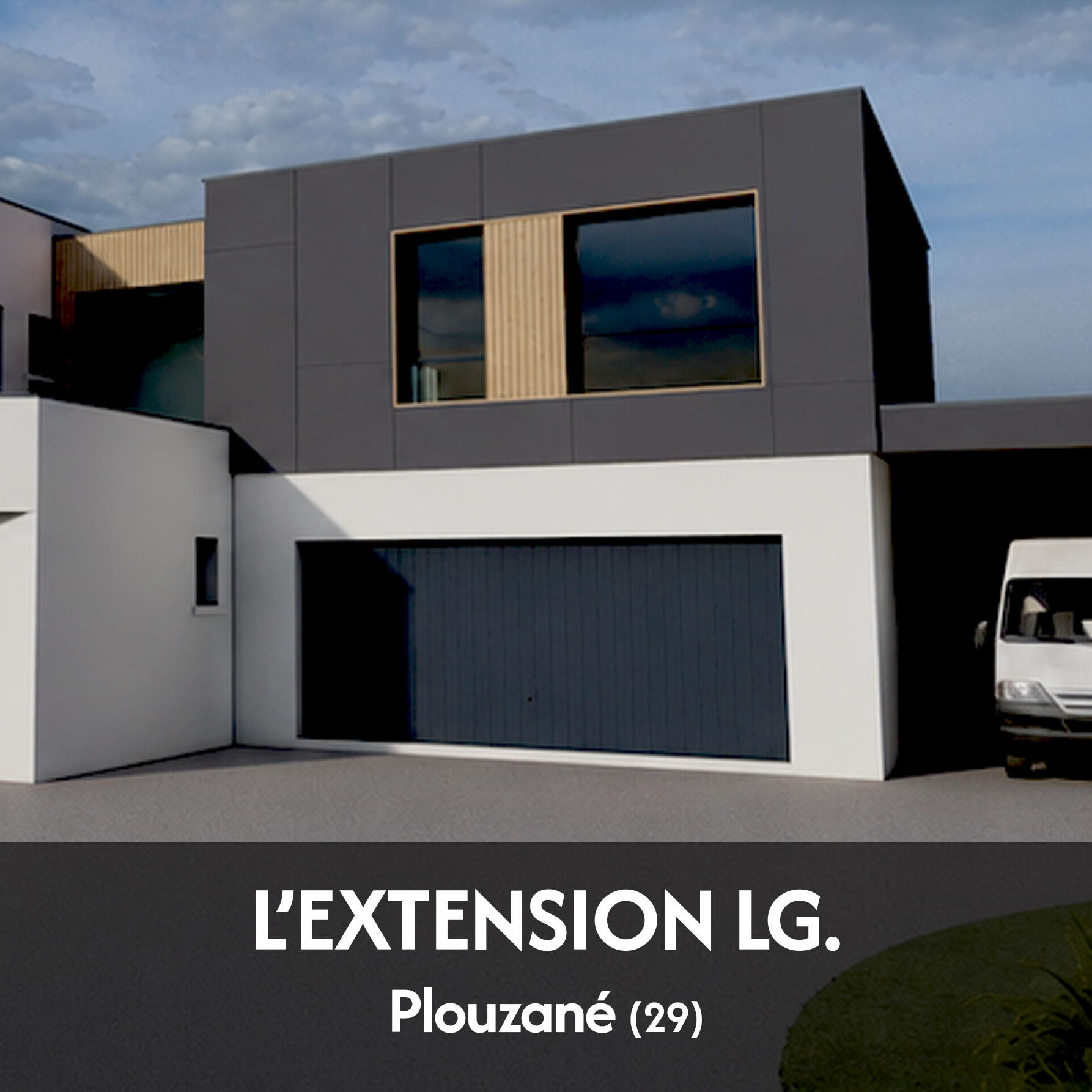 Création d’un extension en ossature bois au-dessus d’un garage - projet à Plouzané dans le Finistère en Bretagne. Projet réalisé par l'Atelier Cédric Didat