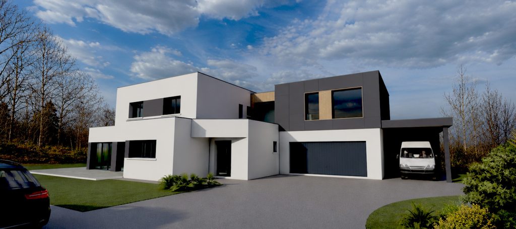 Création d’un extension en ossature bois au-dessus d’un garage - projet à Plouzané dans le Finistère en Bretagne. Projet réalisé par l'Atelier Cédric Didat