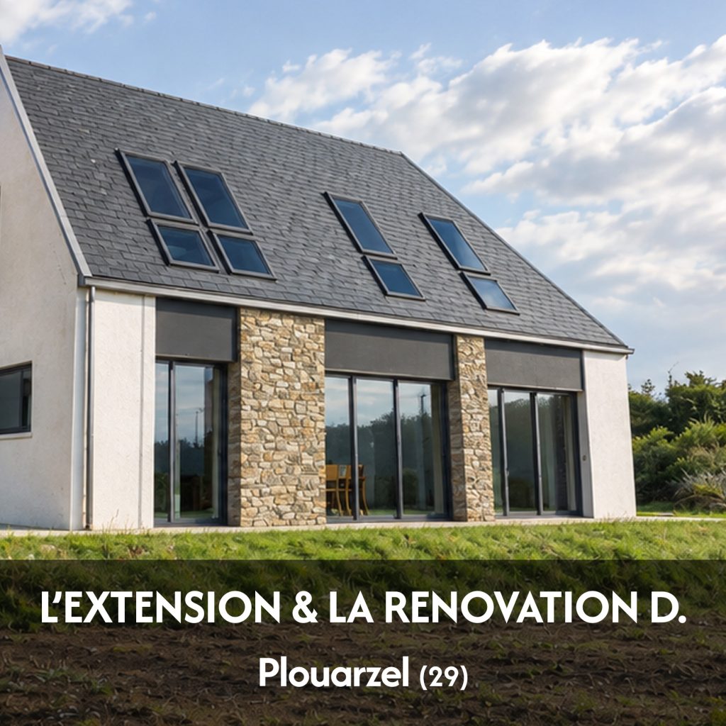 Rénovation d’une habitation existante et création d’une extension - projet à Plouarzel dans le Finistère en Bretagne. Projet réalisé par l'Atelier Cédric Didat