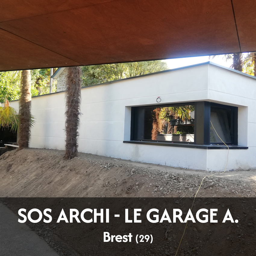 Création d'un garage - projet à Brest dans le Finistère en Bretagne. Projet réalisé par l'Atelier Cédric Didat - garage réalisé dans le cadre SOS ARCHI (demande urgente)
