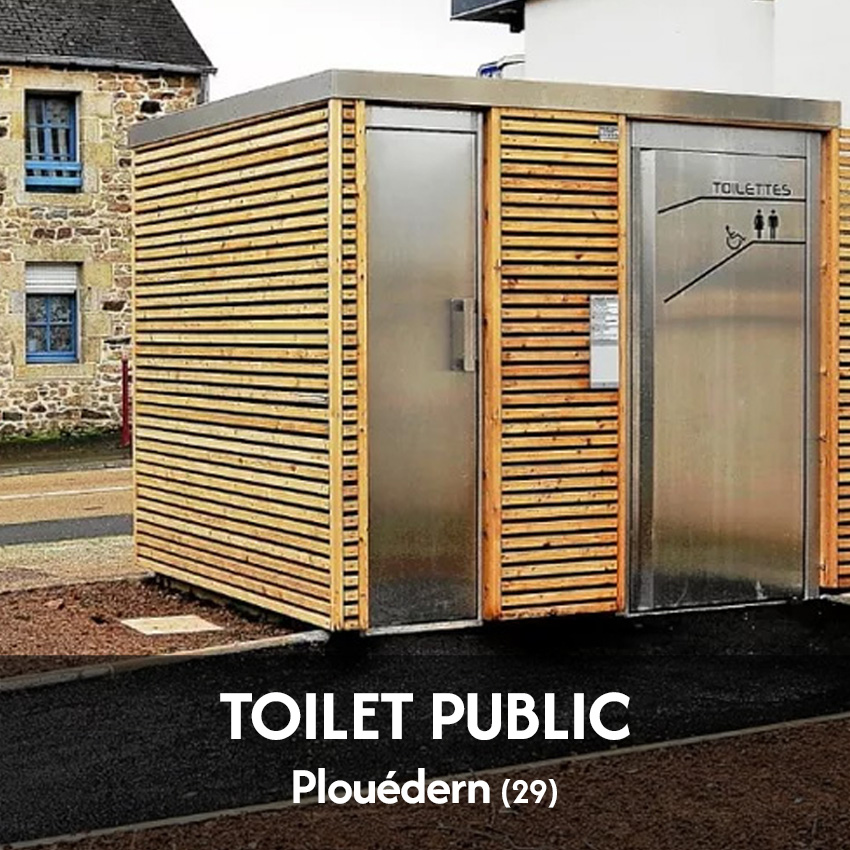 Création d'un toilet public PMR - projet à Plouédern dans le Finistère en Bretagne. Projet réalisé par l'Atelier Cédric Didat - Toilet public premier projet public réalisé