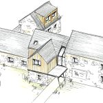 Réhabilitation d’une ancienne longère en un gîte - projet à Kerlouan dans le Finistère en Bretagne. Projet réalisé par l'Atelier Cédric Didat