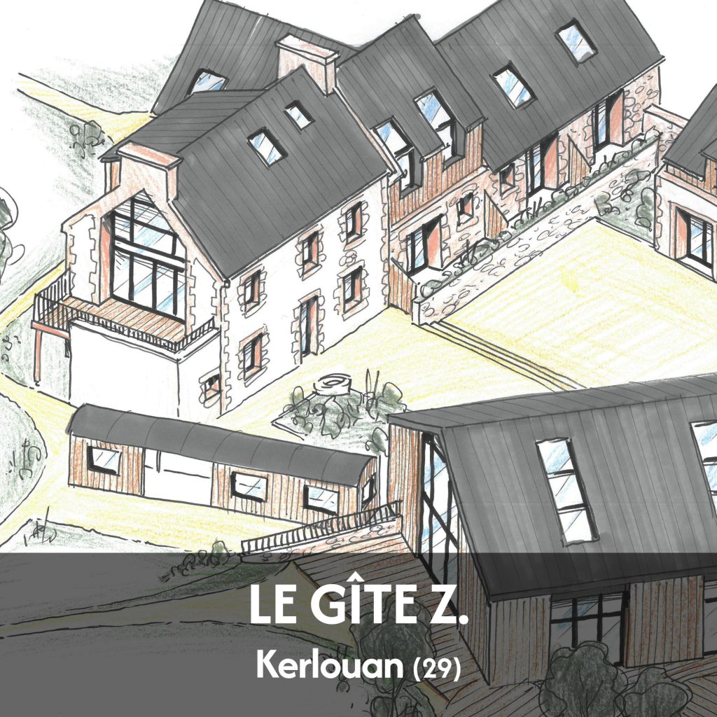 Réhabilitation d’une ancienne longère en un gîte - projet à Kerlouan dans le Finistère en Bretagne. Projet réalisé par l'Atelier Cédric Didat