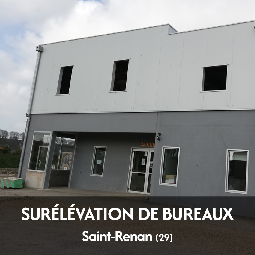 Surélévation et Réaménagement des bureaux de l'ent. GUENA - projet à Saint-Renan dans le Finistère en Bretagne. Projet réalisé par l'Atelier Cédric Didat - Surélévation et Réaménagement