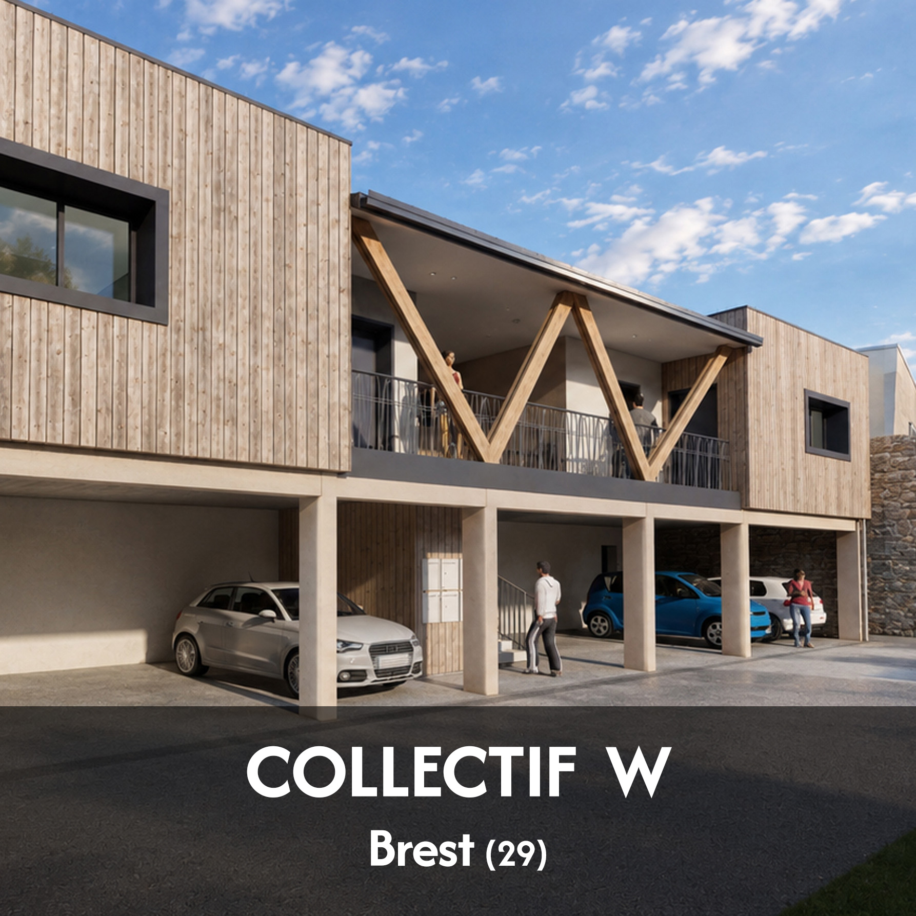 Création d’un logement collectif neuf comprenant 6 appartements T1 - projet à Brest dans le Finistère en Bretagne. Projet réalisé par l'Atelier Cédric Didat – 6 logements T1