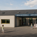 Extension de l’école maternelle St Edern - projet à Plouédern dans le Finistère en Bretagne. Projet réalisé par l'Atelier Cédric Didat – extension et creation préau