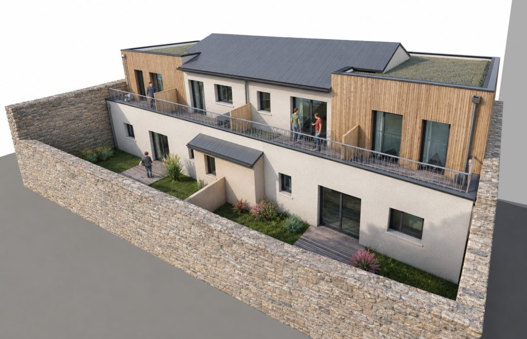 Création d’un logement collectif neuf comprenant 6 appartements T1 - projet à Brest dans le Finistère en Bretagne. Projet réalisé par l'Atelier Cédric Didat – 6 logements T1